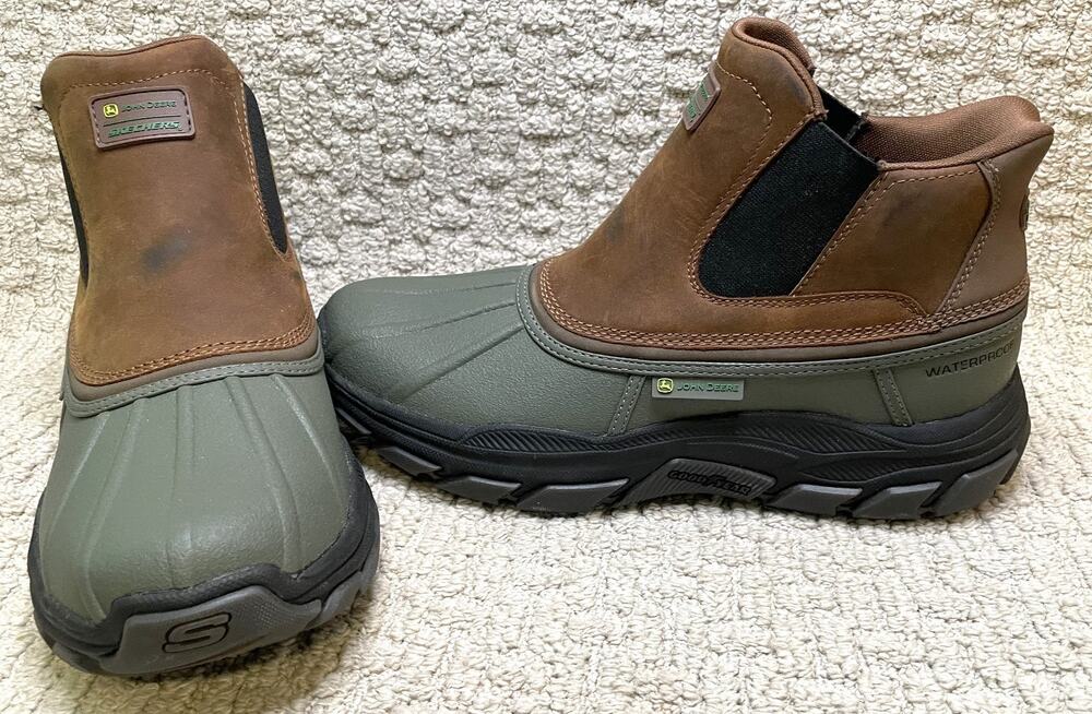 John Deer Skechers Slip-Ins Respected Langdon Boots Mens 10.5 Olive Waterproof